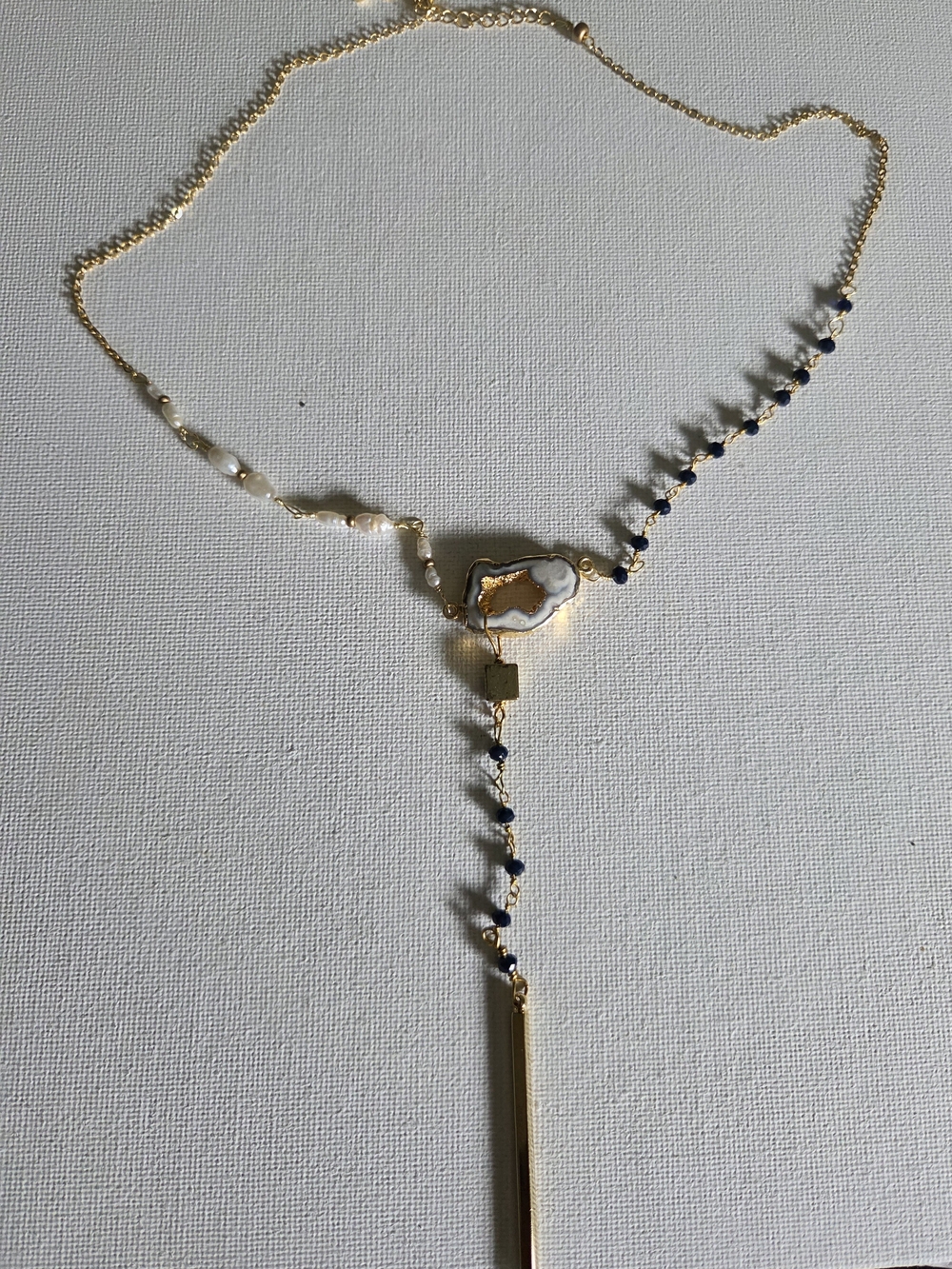 Druzy 16k Gold Plated Split Pearl And Stone